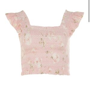 loveshackfancy pink top with flowers